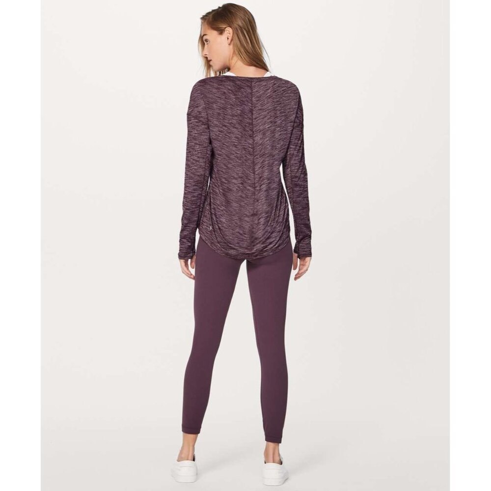 Lululemon Meant To Move Long Sleeve in Heathered Black Cherry Size 8 - Picture 9 of 10